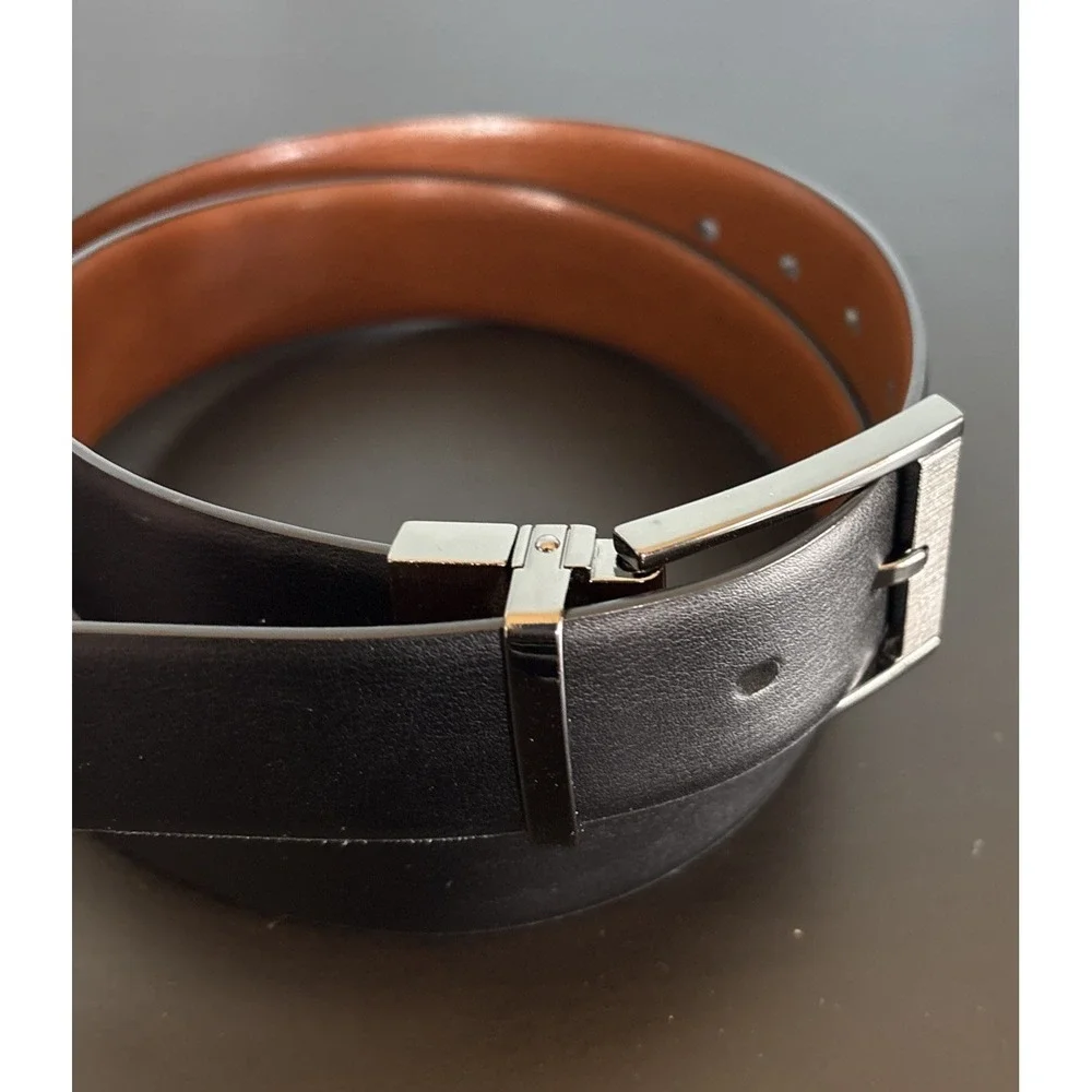 Dockers Black Bonded Leather Belt Black Metal Buckle Sz M 34-36 9C06920